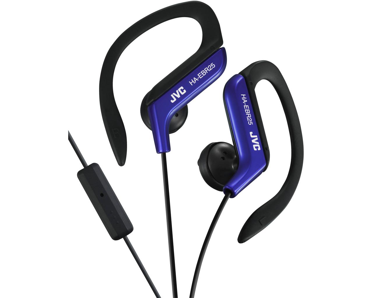 JVC Wired In-Ear Headphone HA-EBR25Headphones1-button remote and mic for iPhone / iPod / iPad / Android / BlackBerryPowerful 13.5mm neodymium driver unitEar clip heaphones with adjustable clip structure which has five selectable position for secure fitBas